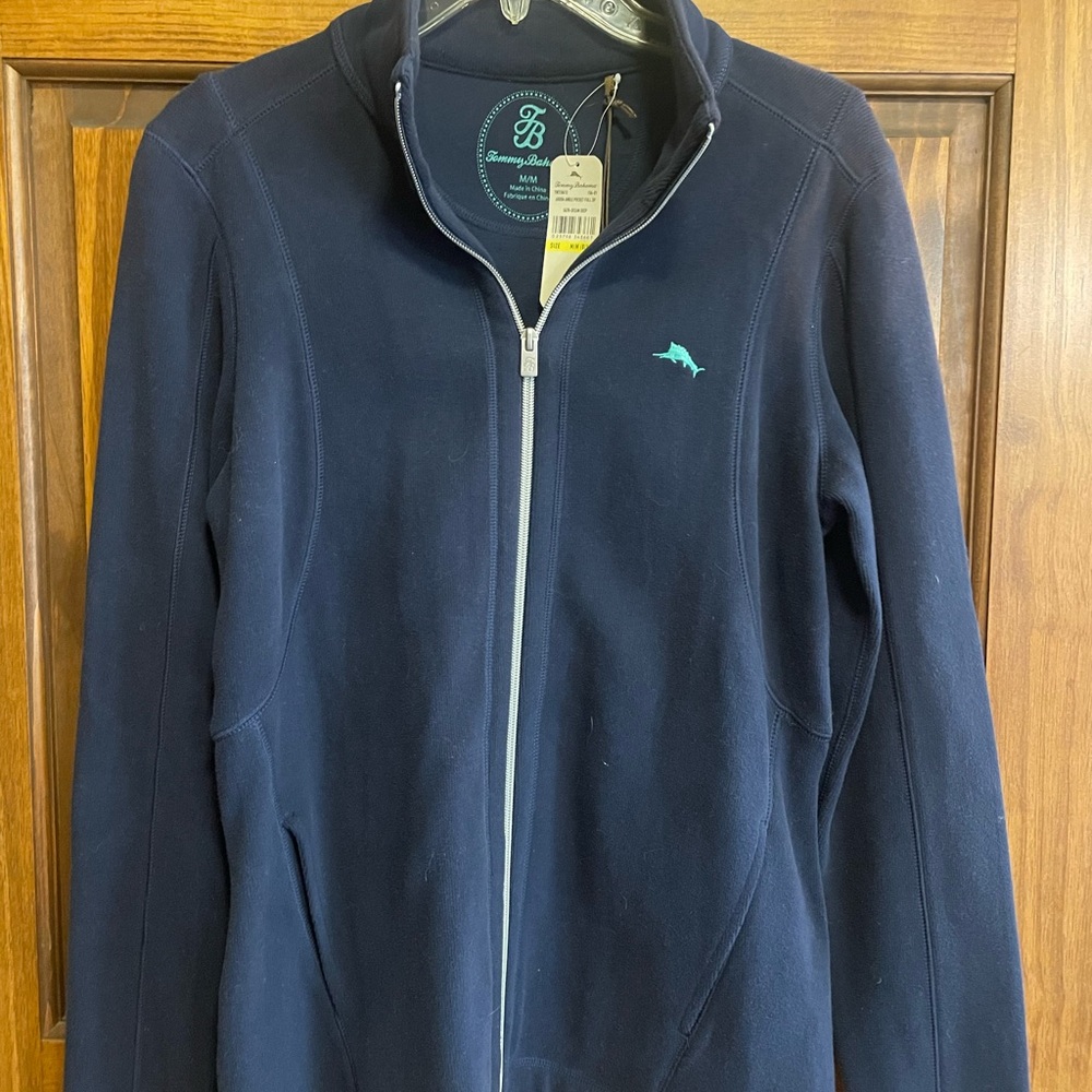 Tommy Bahama Navy Full-Zip Jacket with Turquoise Logo